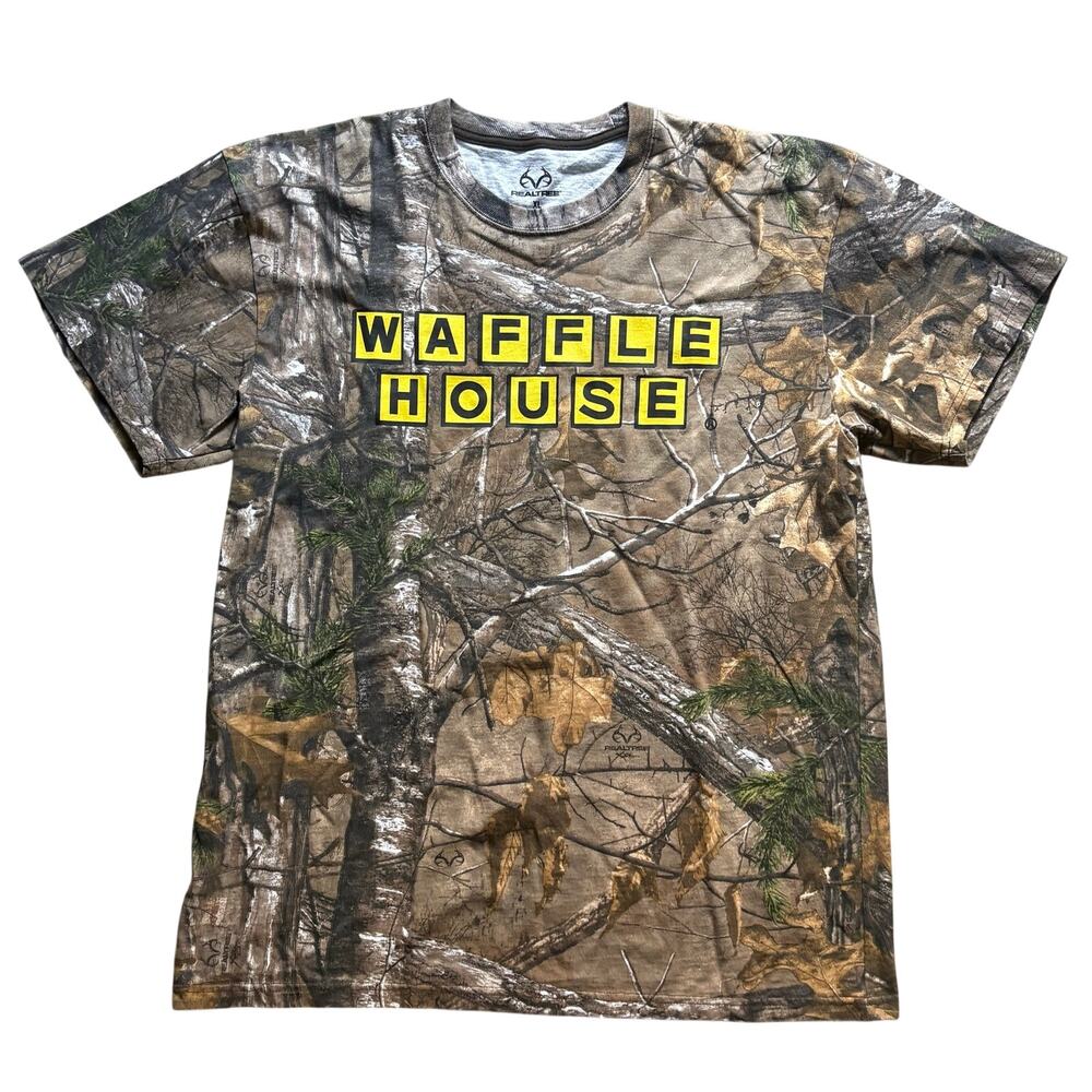 Realtree x Waffle House Cramoflgue Camo T-Shirt Men’s XL Restaurant Logo